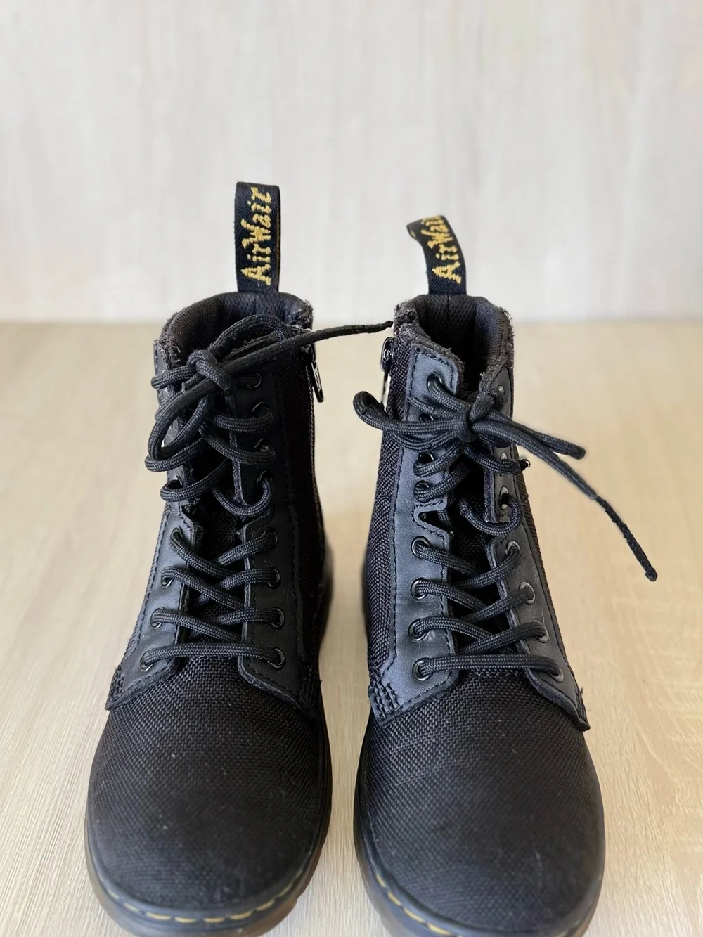 Dr. Martens Combs J Kids Black Canvas Combat Boots Size US 12